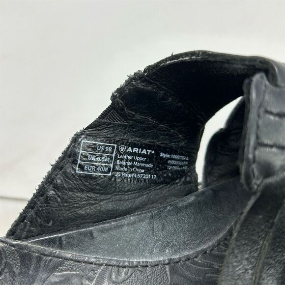 Ariat Women's Costa Huarache Slide Sandals Black Strappy Leather Size 9 Casual - Picture 12 of 12